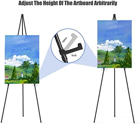 Easel Stand for Display, 63" Portable Painting Easel, Lightweight Metal Easels for Painting Canvas, Wedding Sign, alternate