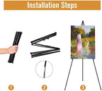 Easel Stand for Display, 63" Portable Painting Easel, Lightweight Metal Easels for Painting Canvas, Wedding Sign, alternate