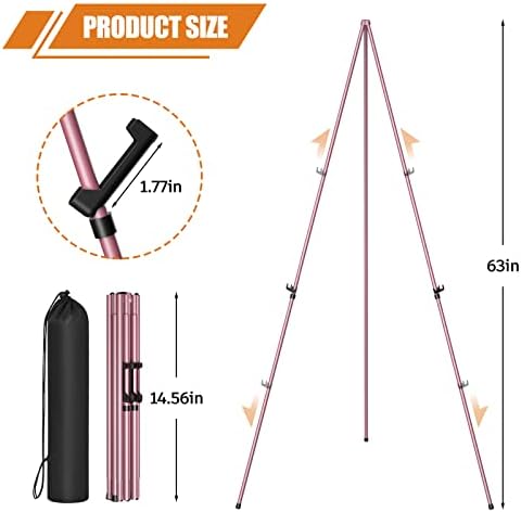 Easel Stand for Display, 63" Portable Painting Easel, Lightweight Metal Easels for Painting Canvas, Wedding Sign, alternate
