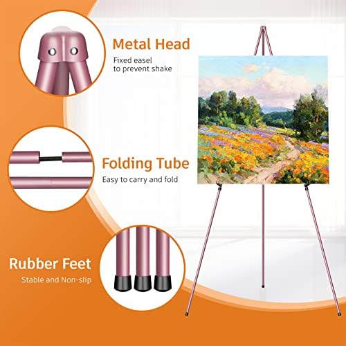 Easel Stand for Display, 63" Portable Painting Easel, Lightweight Metal Easels for Painting Canvas, Wedding Sign, alternate