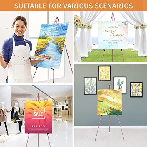 Easel Stand for Display, 63" Portable Painting Easel, Lightweight Metal Easels for Painting Canvas, Wedding Sign, alternate