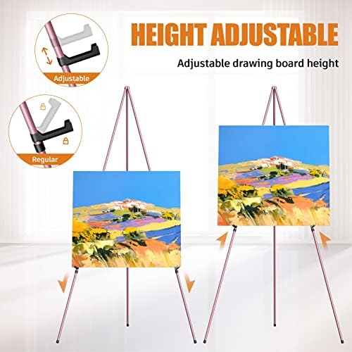 Easel Stand for Display, 63" Portable Painting Easel, Lightweight Metal Easels for Painting Canvas, Wedding Sign, alternate