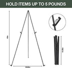 Easel Stand for Wedding Sign Poster 63'' Instant Display Easel for Floor Adjustable Metal Art Easel Black, alternate view 2