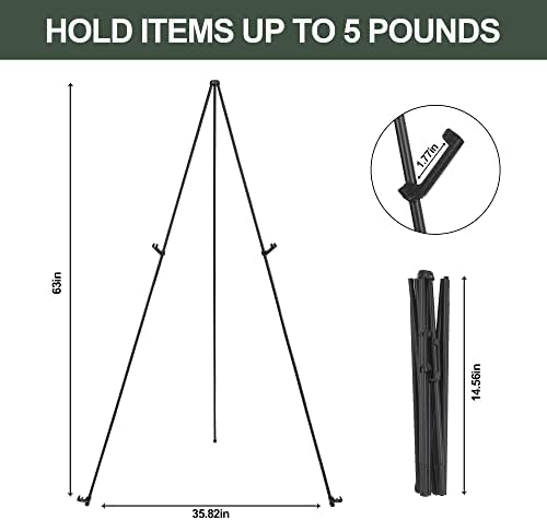 Easel Stand for Wedding Sign Poster 63'' Instant Display Easel for Floor Adjustable Metal Art Easel Black, alternate view 2