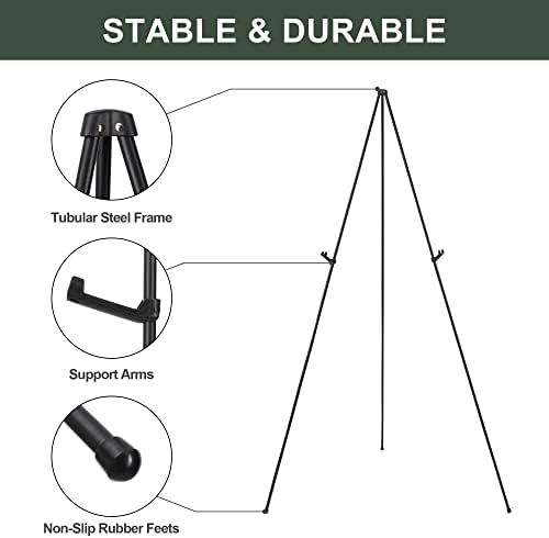 Easel Stand for Wedding Sign Poster 63'' Instant Display Easel for Floor Adjustable Metal Art Easel Black, alternate view 4