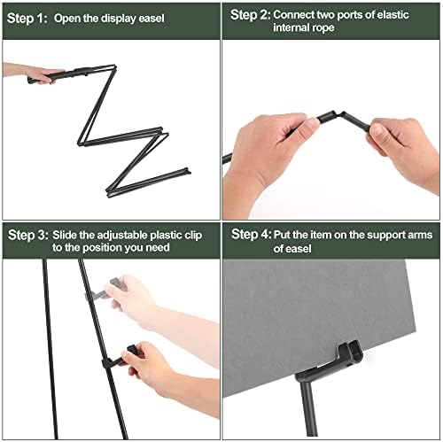 Easel Stand for Wedding Sign Poster 63'' Instant Display Easel for Floor Adjustable Metal Art Easel Black, alternate view 6