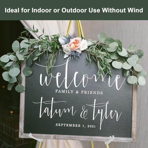 Easel Stand for Wedding Sign Poster 63'' Instant Display Floor Adjustable Metal Art Easel Gold, alternate view 3
