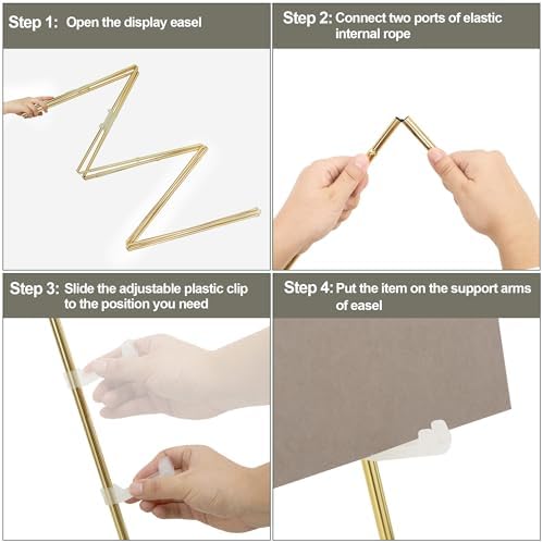 Easel Stand for Wedding Sign Poster 63'' Instant Display Floor Adjustable Metal Art Easel Gold, alternate view 7