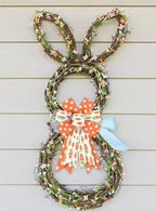 Easter Bows for Wreaths, Spring Easter Wreath Bows, Easter Carrot Bows for Crafts, Easter Decor, Orange Dots, alternate view