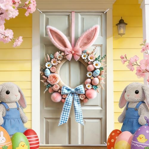 Easter Bunny Ear Door Cover Polyester 70.87x35 in
