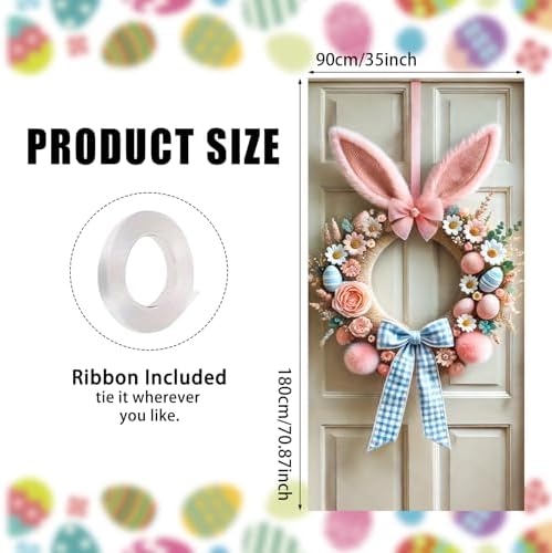 Easter Bunny Ear Door Cover Polyester 70.87x35 in, alternate view 3