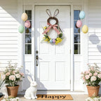 Easter Bunny Spring Wreath for Easter Decorations Artificial Easter Rabbit with Pastel Berries Eggs Raffia Bow, alternate