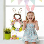Easter Bunny Spring Wreath for Easter Decorations Artificial Easter Rabbit with Pastel Berries Eggs Raffia Bow, alternate
