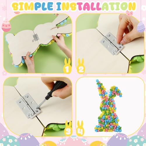 Easter Bunny Wreath for Front Door Flower Bunny Easter Decoration Shape Artificial Rose Wall Decor 23 Inch Large, alternate