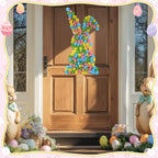 Easter Bunny Wreath for Front Door Flower Bunny Easter Decoration Shape Artificial Rose Wall Decor 23 Inch Large, alternate