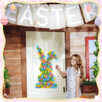 Easter Bunny Wreath for Front Door Flower Bunny Easter Decoration Shape Artificial Rose Wall Decor 23 Inch Large, alternate