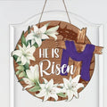 Easter Decorations for Home Religious He Is Risen Wreath for Front Door Decor Easter Wooden Cross Door Sign He