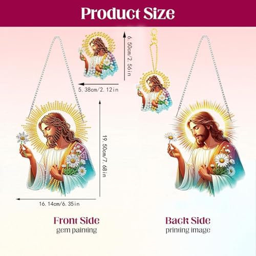 Easter Diamond Painting Hanging Decor Kit, DIY Jesus Special-Shaped Rhinestone Window Hanging Kit, Suitable for, alternate