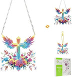 Easter Diamond Painting Hanging Decoration Kit, DIY Cross Special-Shaped Rhinestone Window Hanging Kit, Suitable