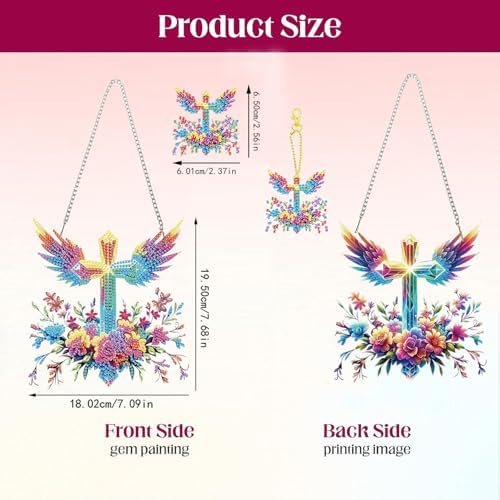 Easter Diamond Painting Hanging Decoration Kit, DIY Cross Special-Shaped Rhinestone Window Hanging Kit, Suitable, alternate