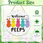 Easter Door Decorations Sign - Wooden Welcome Peeps Door Hanger with Bunny Decor, Spring Wall Wreath for Front, alternate