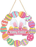 Easter Door Sign Decorations, Bunny Eggs Hanging Door Sign in Easter
