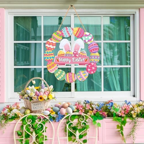 Easter Door Sign Decorations, Bunny Eggs Hanging Door Sign in Easter, alternate view 4