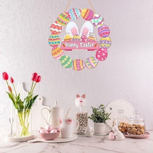 Easter Door Sign Decorations, Bunny Eggs Hanging Door Sign in Easter, alternate view 7