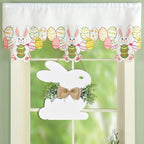 Easter Door Wreath Sign - Bunny Door Hanger Easter Door Decorations with Bow for Rustic Spring Wall Home, alternate view 6