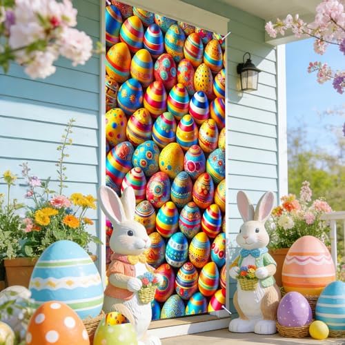 Easter Egg Collage Door Cover Polyester 70.87x35 In, alternate view 2
