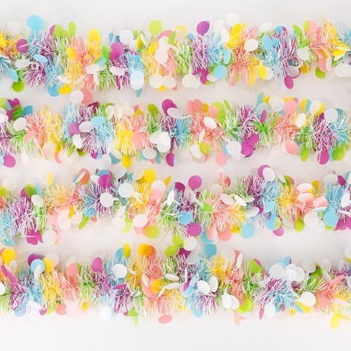 Easter Garland Decor,50Ft Glitter Tinsel Spring Garland Decorations for Tree Mantle Bedroom Office Classroom, alternate view
