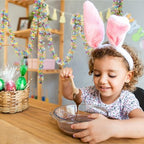 Easter Garland Decor,50Ft Glitter Tinsel Spring Garland Decorations for Tree Mantle Bedroom Office Classroom, alternate view