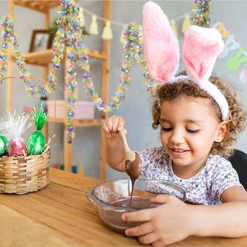 Easter Garland Decor,50Ft Glitter Tinsel Spring Garland Decorations for Tree Mantle Bedroom Office Classroom, alternate view