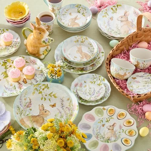 Easter Meadow 14x10.5-Inch Oval Serving Platter - Beautiful Butterfly & Floral Design, Ideal for Fruit, Cheese, alternate