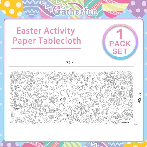 Easter Party Activity Poster - 31.5 x 72 Inches, Easter -Themed Party, Versatile Paper Coloring Banner/Table, alternate view