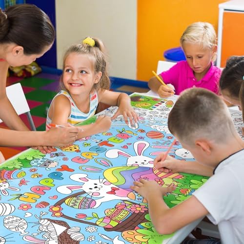 Easter Party Activity Poster - 31.5 x 72 Inches, Easter -Themed Party, Versatile Paper Coloring Banner/Table, alternate view