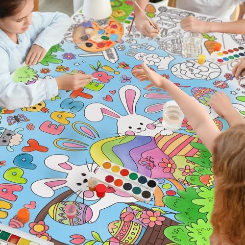 Easter Party Activity Poster - 31.5 x 72 Inches, Easter -Themed Party, Versatile Paper Coloring Banner/Table, alternate view
