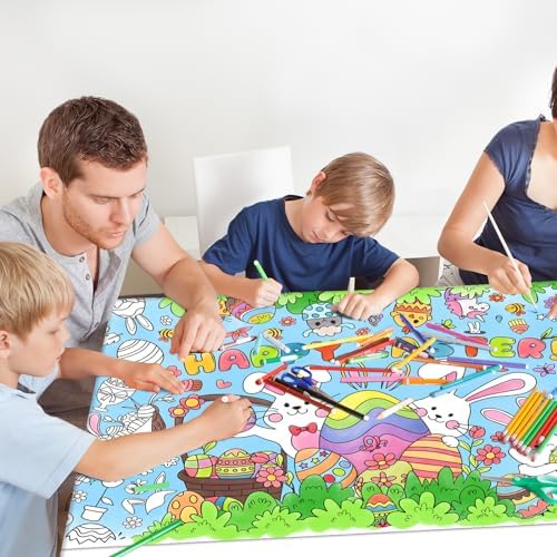 Easter Party Activity Poster - 31.5 x 72 Inches, Easter -Themed Party, Versatile Paper Coloring Banner/Table, alternate view