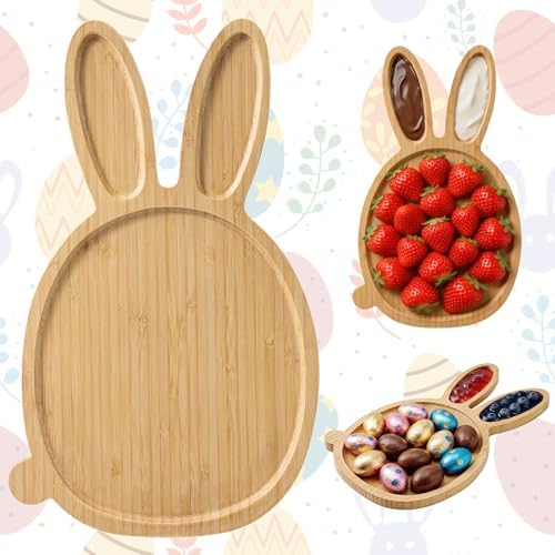 Easter Party Decorations Wooden Bunny Charcuterie Board, Serving Tray for Easter Party, Spring Baby Shower