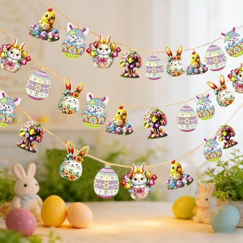 Easter String Lights,10 Ft 20 LED Easter Bunny Egg Chick Fairy Lights Decor