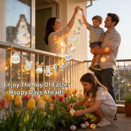 Easter String Lights,10 Ft 20 LED Easter Bunny Egg Chick Fairy Lights Decor, alternate view 2