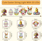 Easter String Lights,10 Ft 20 LED Easter Bunny Egg Chick Fairy Lights Decor, alternate view 3