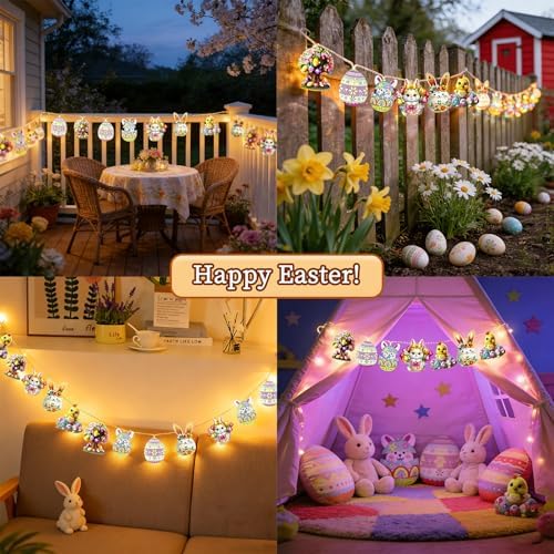 Easter String Lights,10 Ft 20 LED Easter Bunny Egg Chick Fairy Lights Decor, alternate view 7
