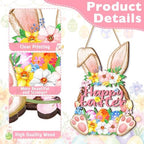 Easter Welcome Door Sign, Wooden, for Front Door, Bunny, alternate view 4