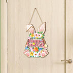 Easter Welcome Door Sign, Wooden, for Front Door, Bunny, alternate view 6