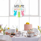 Easter Welcome Wreath, Cute Bunny Happy Easter Signs for Front Door, Wooden Decorations Home Decor Porch Window, alternate