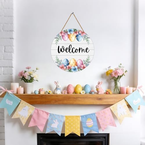 Easter Wreath Easter Door Decorations Cute Eggs Wall Decor Door Sign, alternate view 4