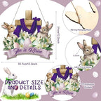 Easter Wreath for Front Door He He Is Risen Decor Religious Easter Bunny Decoration Spring Wooden Egg Rabbit, alternate view