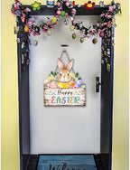 Easter Wreaths Decorations for Front Door Wooden Easter Sign Cute Bunny Spring Hanger for Outdoor Indoor Home, alternate view