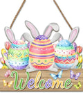 Easter Wreaths Decorations for Front Door Wooden Easter Sign Cute Bunny Spring Hanger for Outdoor Indoor Home